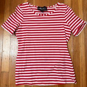 Astro Bettie Red and White Stripe Short Sleeve Shirt Size Medium